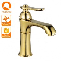 Eco-friendly deck mounted gold color plated temperature control water faucet