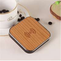 Custom Handmade Square Shape Cherry Wood Wireless Charger QI Stand